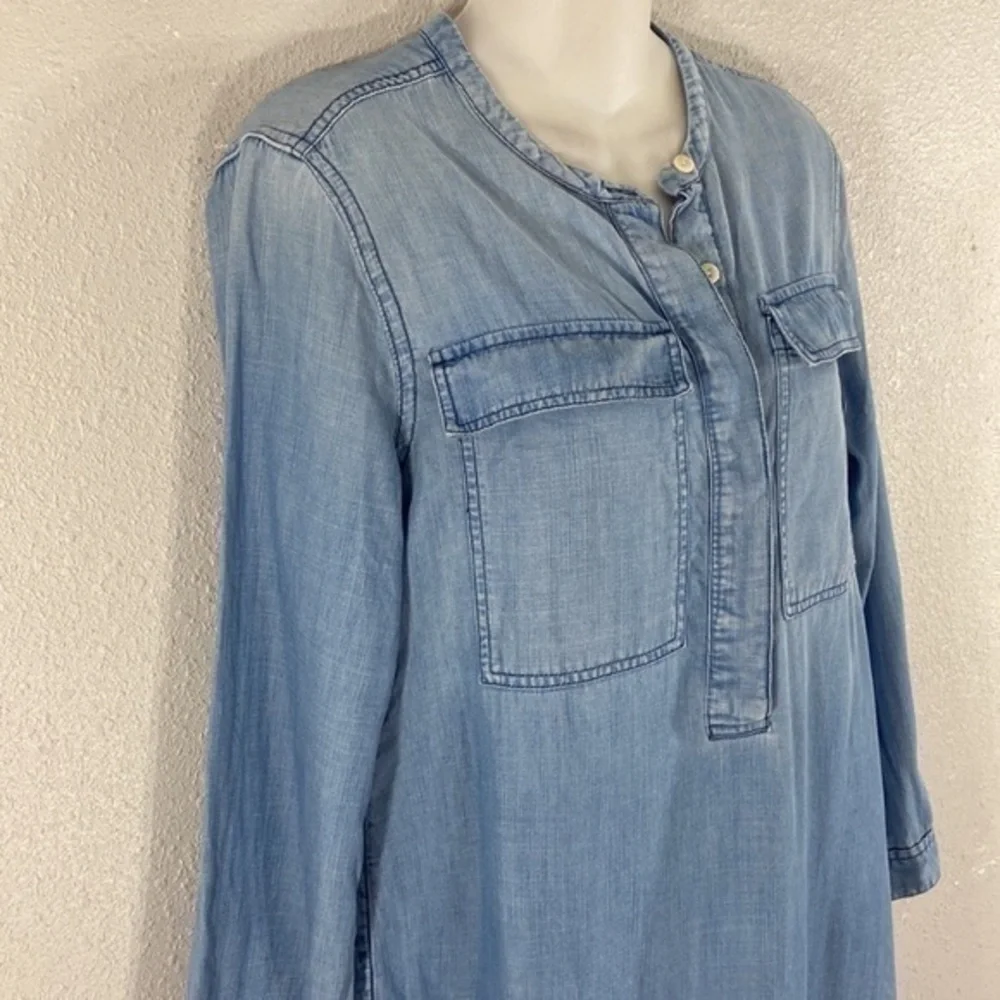 J. Crew Drapey Chambray Pop Over Shirt Dress G64